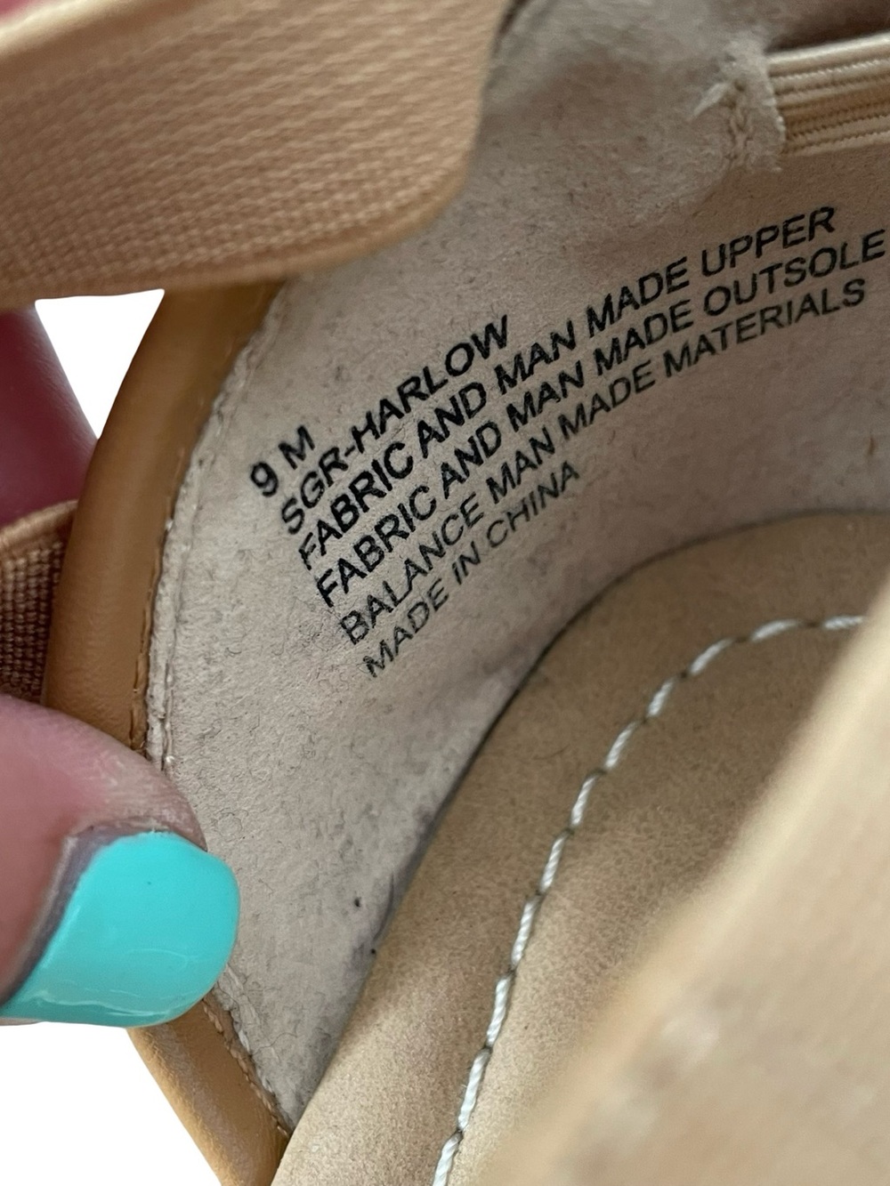 Sugar Harlow Cream Floral Embroidered Wedge Sandals with Tan Trim - Picture 6 of 9